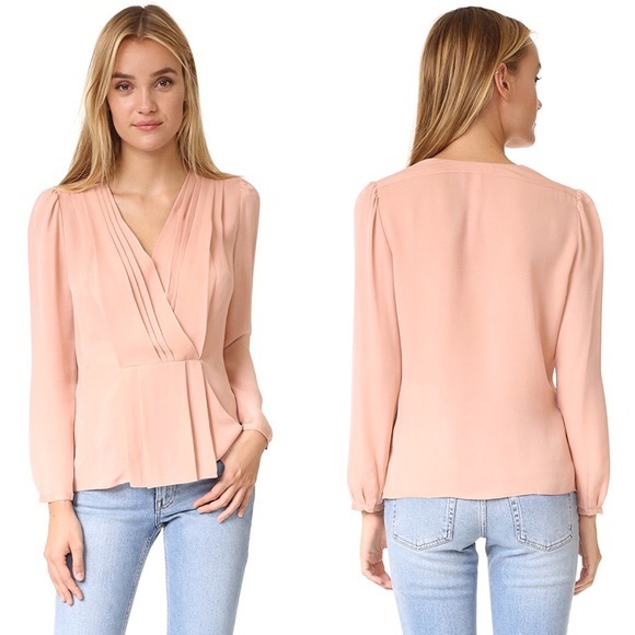 NEW Rebecca Taylor nude georgette wrap top - Picture 2 of 4